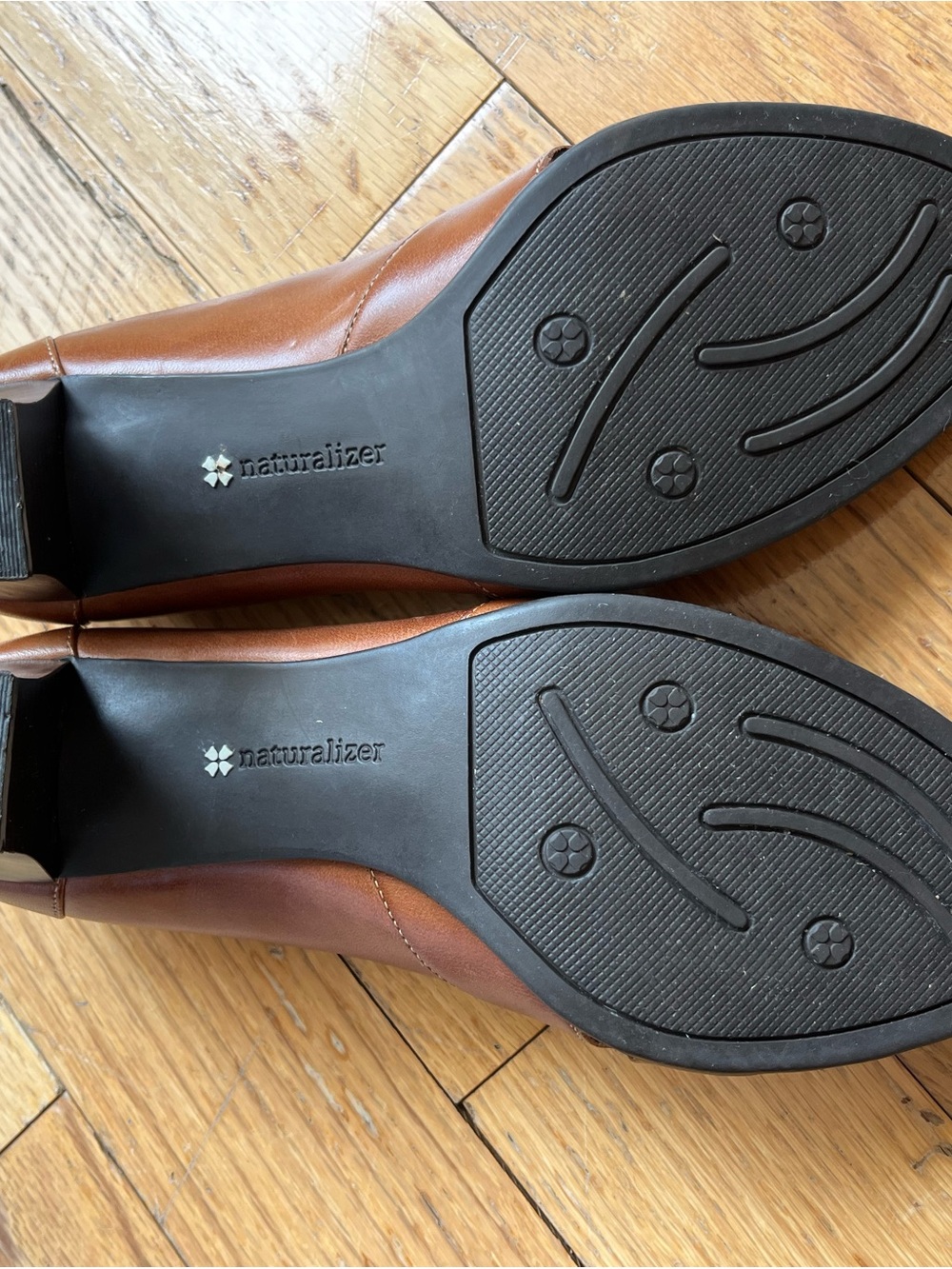 Naturalizer Tan Leather Peep-Toe Heels - Picture 2 of 5